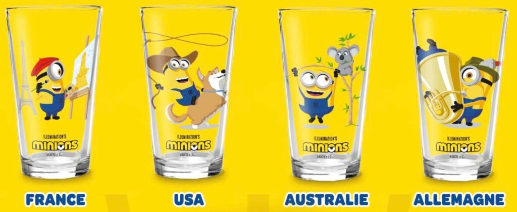 4 verres Minions à collectionner chez Quick