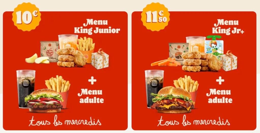 Formules menus Burger King du mercredi