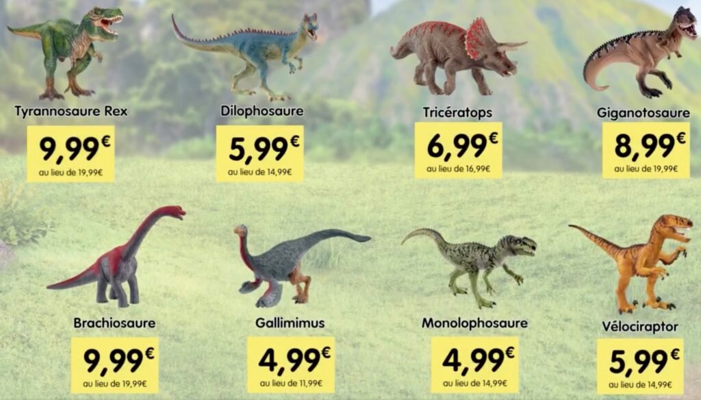 Figurines Schleich avec vignettes Leclerc dinosaures partie 1