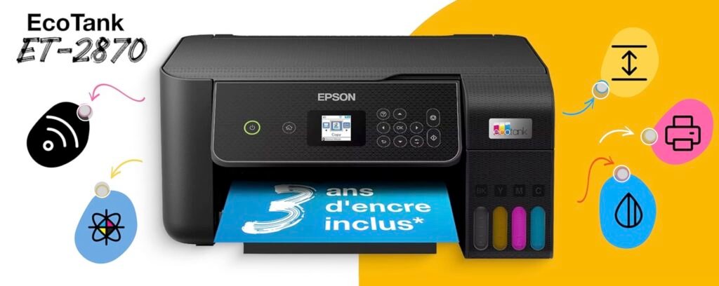 Imprimante Epson Ecotank Imprimante Epson Ecotank avec 3 ans d'encre inclus