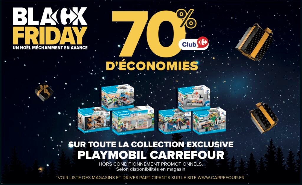 Offre Black Friday 2025 sur les boîtes Playmobil Carrefour avec 70% d'économies