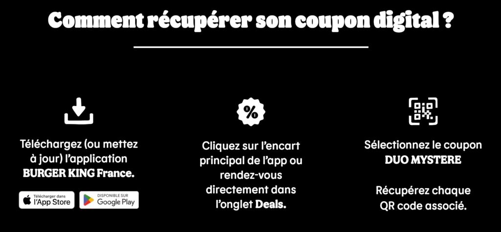 Comment obtenir le coupon Duo Mystère chez Burger King