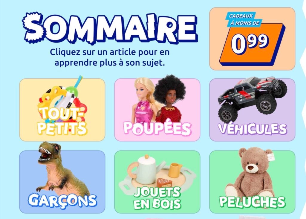Rayons des jouets vendus chez Action pour Noël 2025