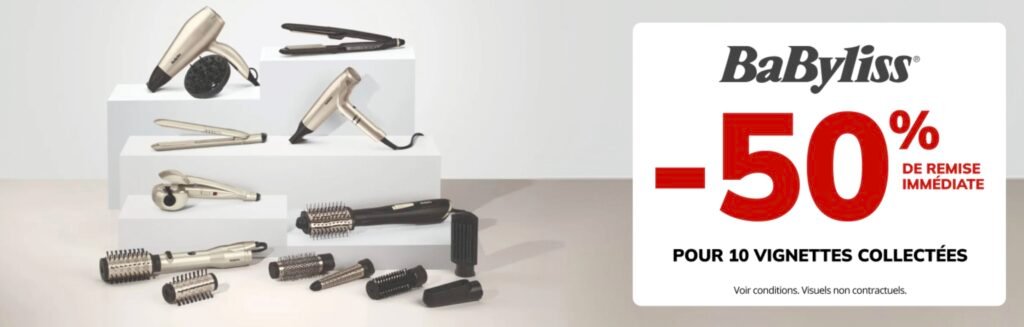 Vignettes Babyliss 50% de remise immédiate chez Super U