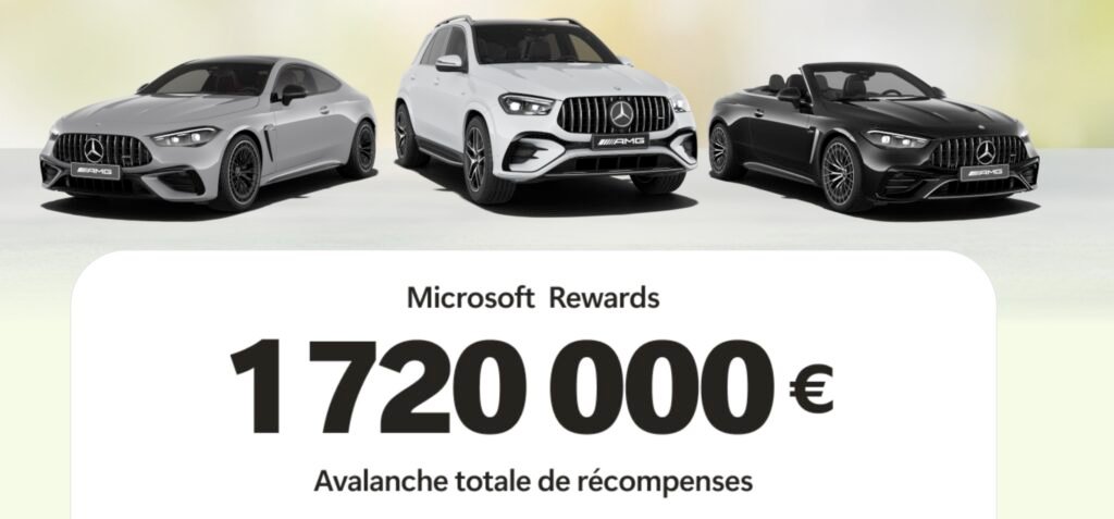 Jeu Microsoft Rewards 2026 Grand jeu Microsoft Rewards 2026 avec de l'argent et des voitures Mercedes à gagner
