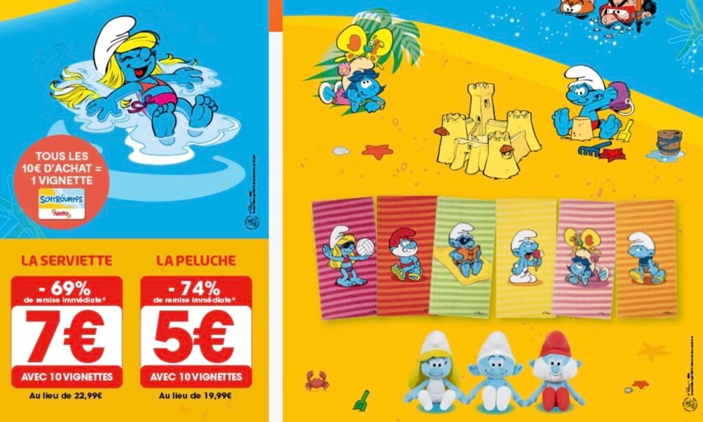 Tous les 10 euros d'achat = 1 vignette Netto Schtroumpfs