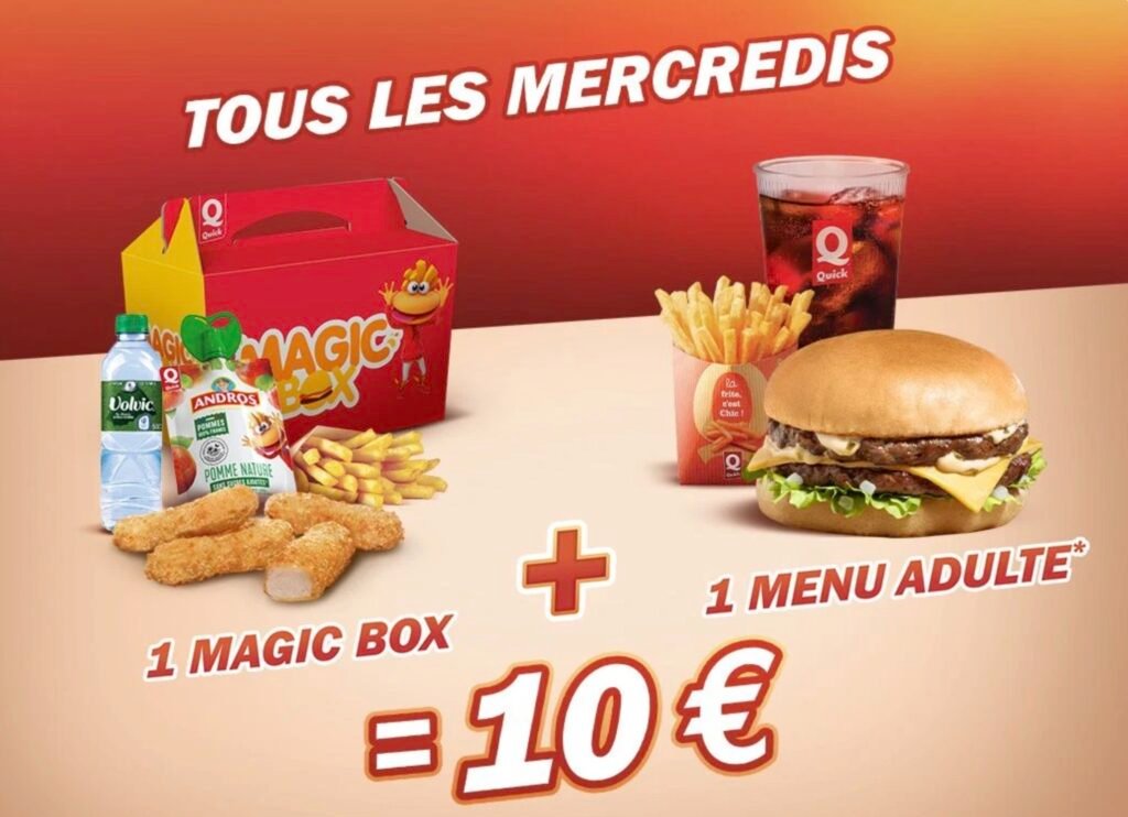 Composition de l'offre du mercredi chez Quick