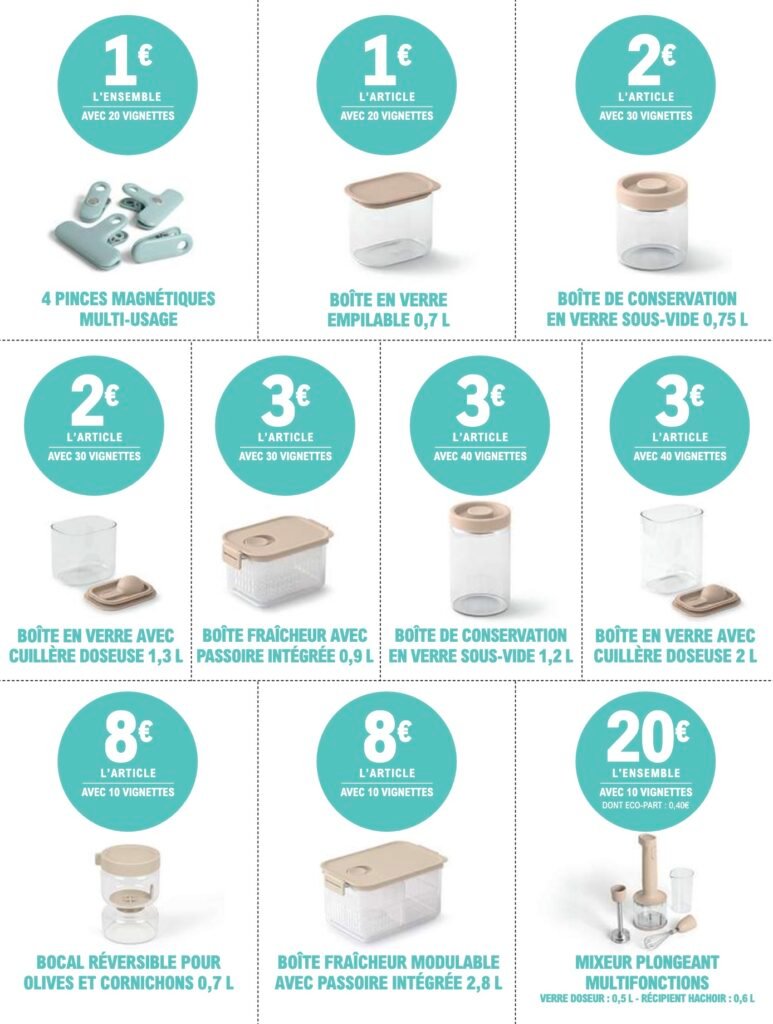 Produits Brabantia remisés avec les vignettes Leclerc