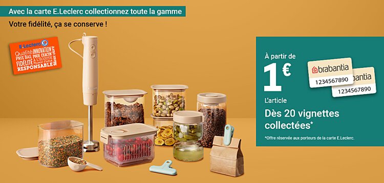 Vignettage Leclerc avec la marque Brabantia août, septembre et octobre 2026