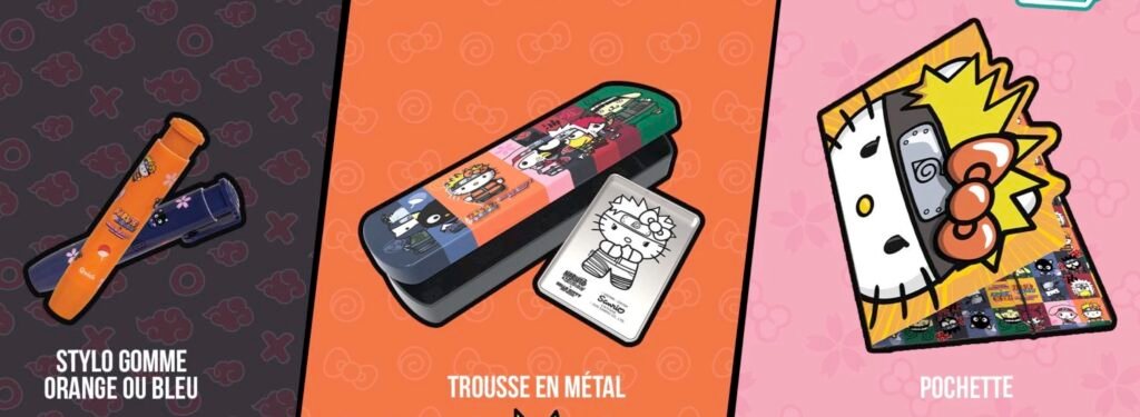 Fournitures Quick Fun Box 2026 Fournitures scolaires Fun Box avec Naruto et Hello Kitty