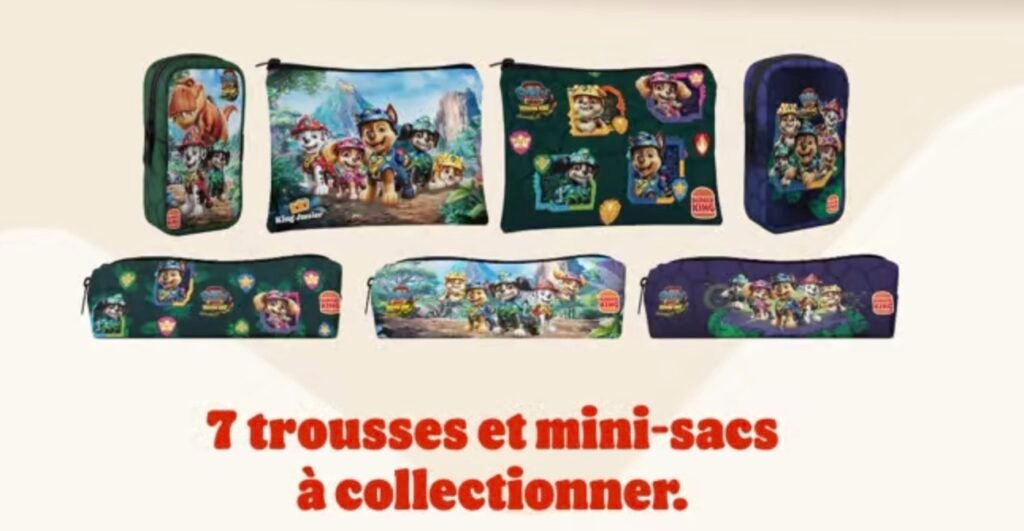 Trousses et sacs Pat Patrouille dans le menu enfant Burger King en juillet et août 2026