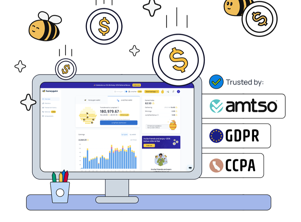 Gagnez de l'argent en partageant votre connexion Internet avec Honeygain