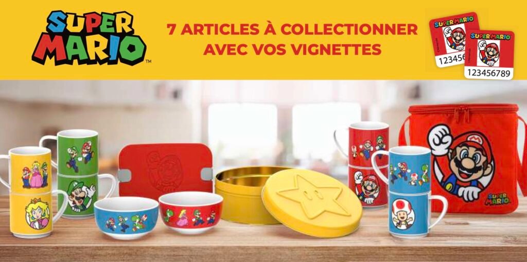 Produits Super Mario remisés chez Auchan grâce aux vignettes 2026
