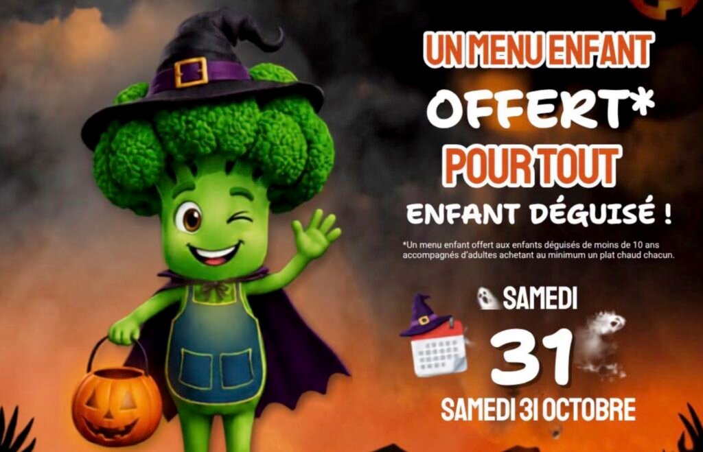 Menu enfant offert chez Crescendo Restaurant pour fêter Halloween 2026 avec des déguisements